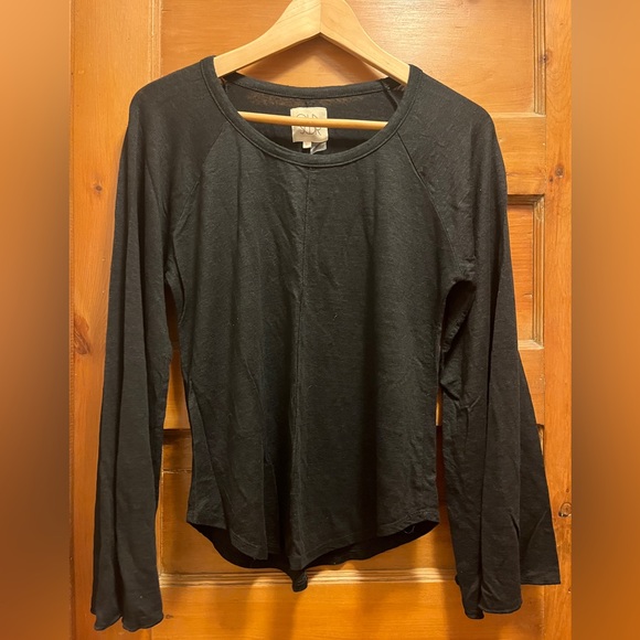 Chaser Linen Stretch Top Bell Statement Sleeves Raglan Shirt Rare Tee Flare Star - Picture 11 of 11